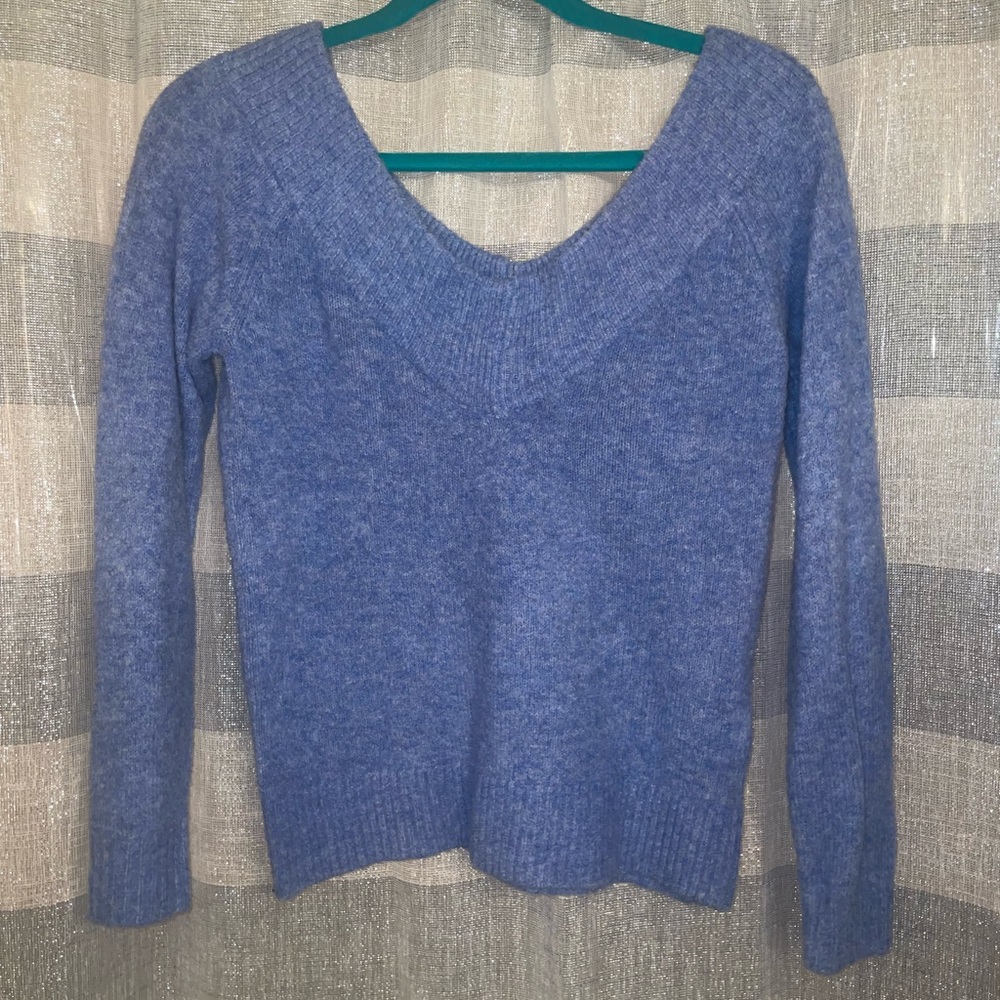 H&M Blue Off the Shoulder Sweater